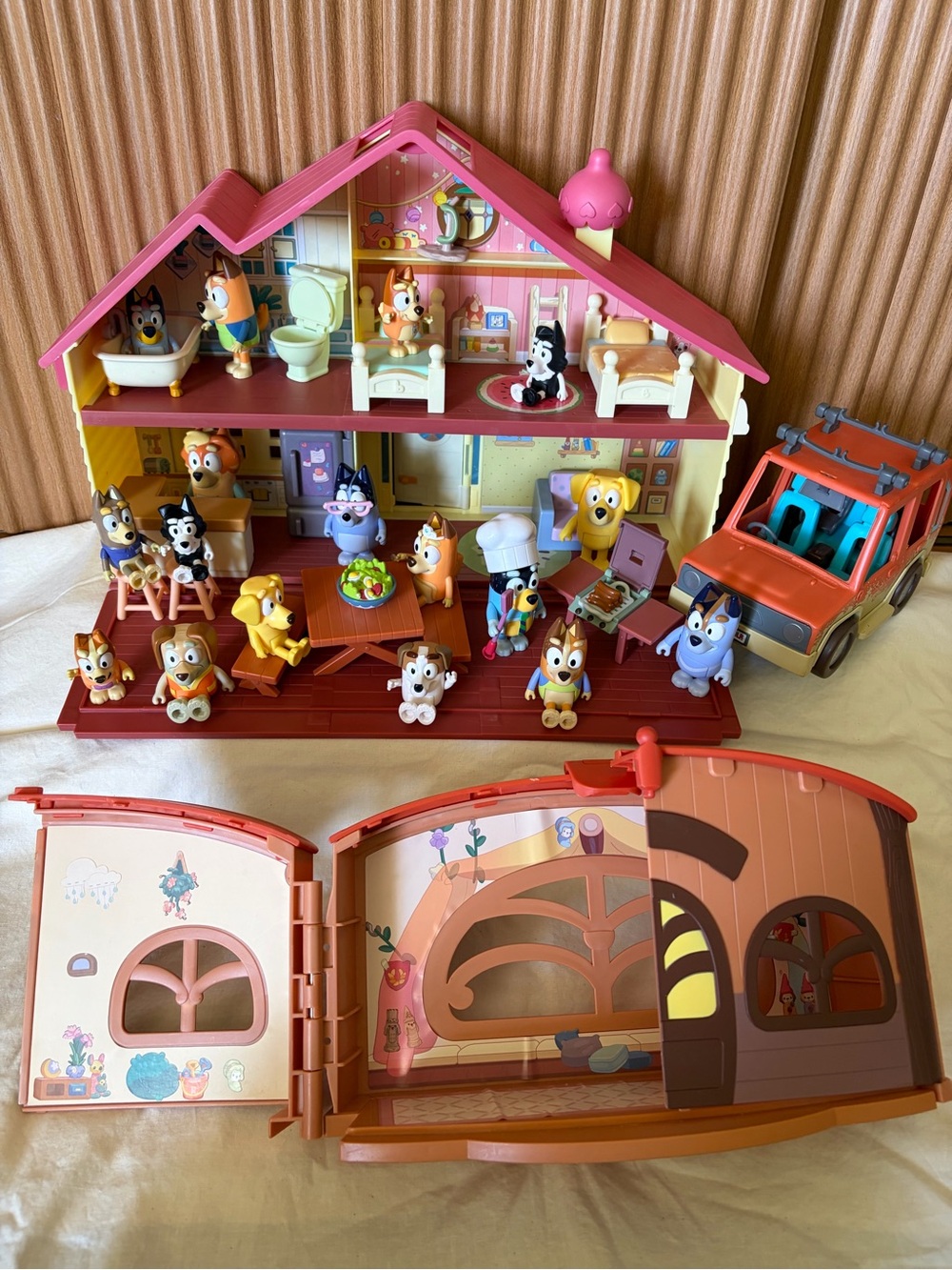 Bluey Heeler Family Home Playset Big Lot with Car, School, Figures, & Furniture - Picture 2 of 15